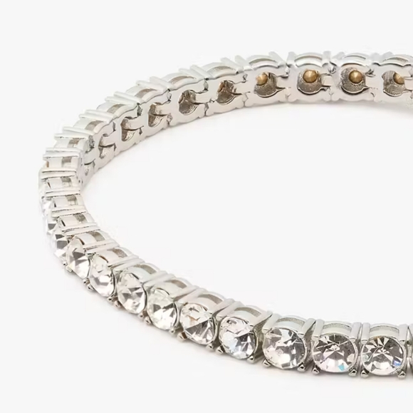 Kate Spade Shimmy Tennis Bracelet Clear/Silvertone NWT Retail $99 - Picture 2 of 3